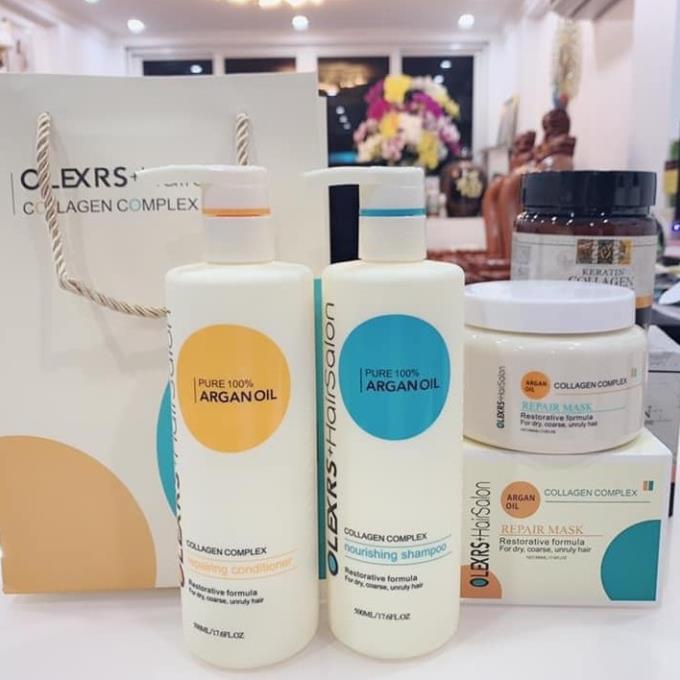 Bộ gội xả cao cấp dưỡng và kích thích mọc tóc Olexrs Hair Salon Argan oil 500/960ml