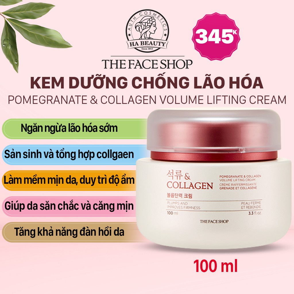 Kem dưỡng ẩm chống lão hoá phục hồi săn chắc da lựu đỏ The Face Shop Pomegranate &amp; Collagen Volume Lifting Cream 100ml