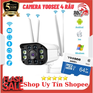 Camera yoosee ngoài trời 3.0 mpx 4 râu 1296 pixel kèm thẻ nhớ chuyên dụng yoosee 64gb