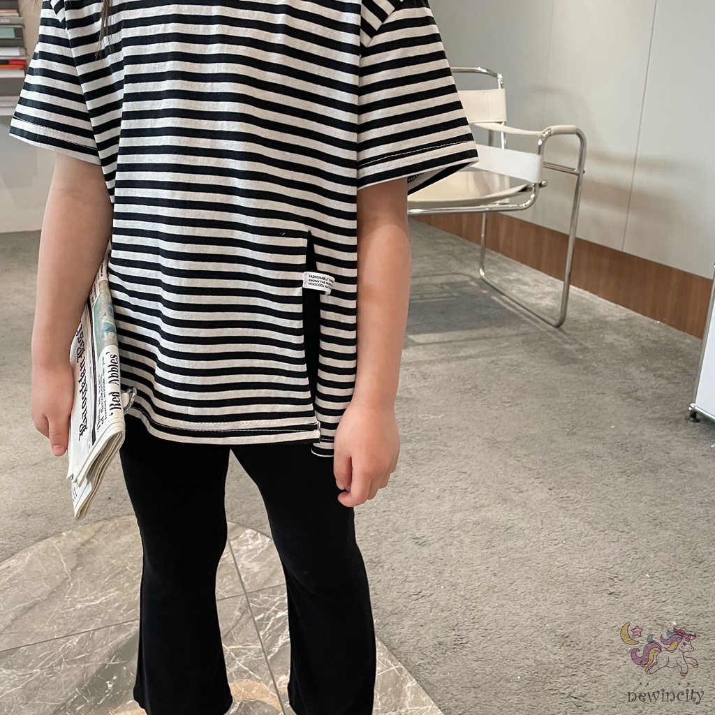 Áo thun tay ngắn họa tiết kẻ sọc xinh xắn dành cho bé gái
