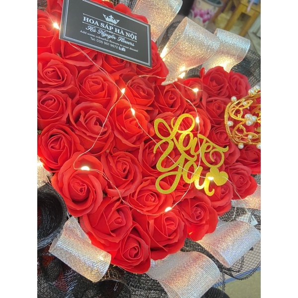 [Hoa sáp thơm-hà nội  ship hoả  tốc ]_ Bó hoa hồng sáp 40 bông tặng kèm thiệp và chữ love or chữ happbirthday
