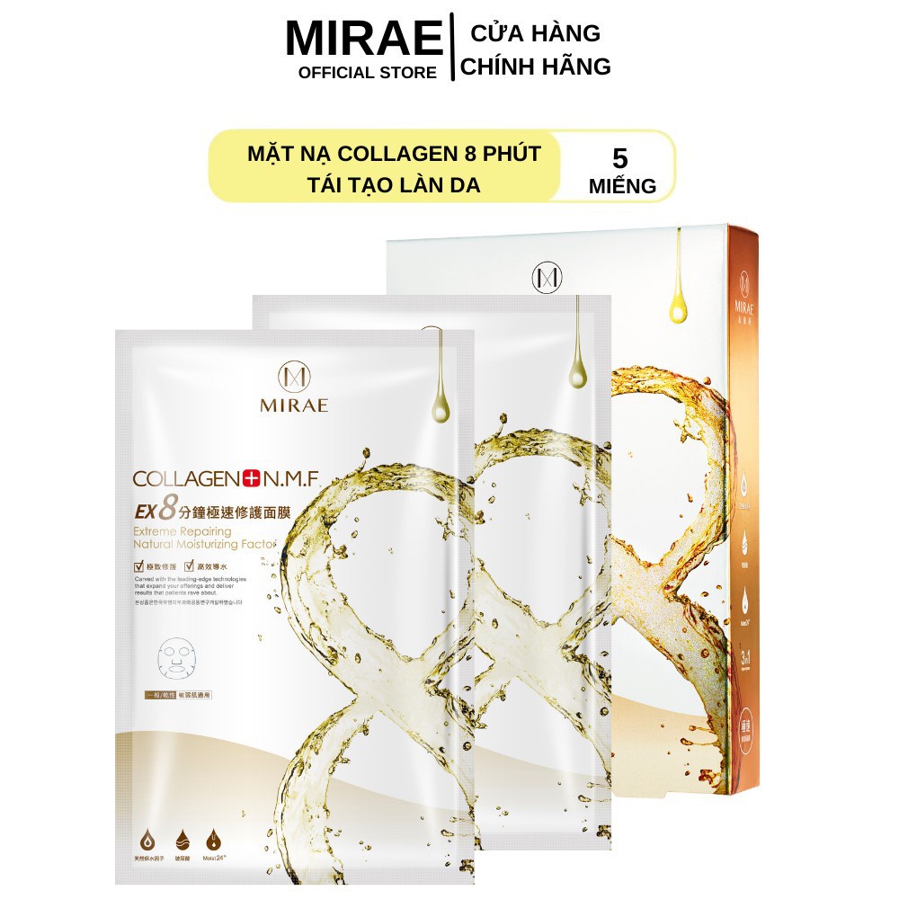 Mặt Nạ MIRAE 😍CHÍNH HÃNG 😍 Hộp 5 Miếng Tái Tạo Da Giảm Kích Ứng EX8 Phút - Collagen Cấp Ẩm Cho Da Căng Bóng