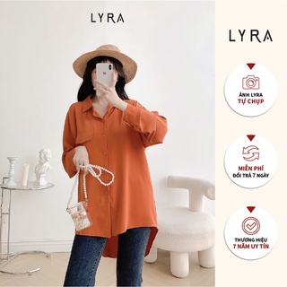 Áo sơ mi chất lụa dáng rộng nữ LYRA, form oversize lưng cách điệu chất không nhăn xinh xắn-VSYAS0074