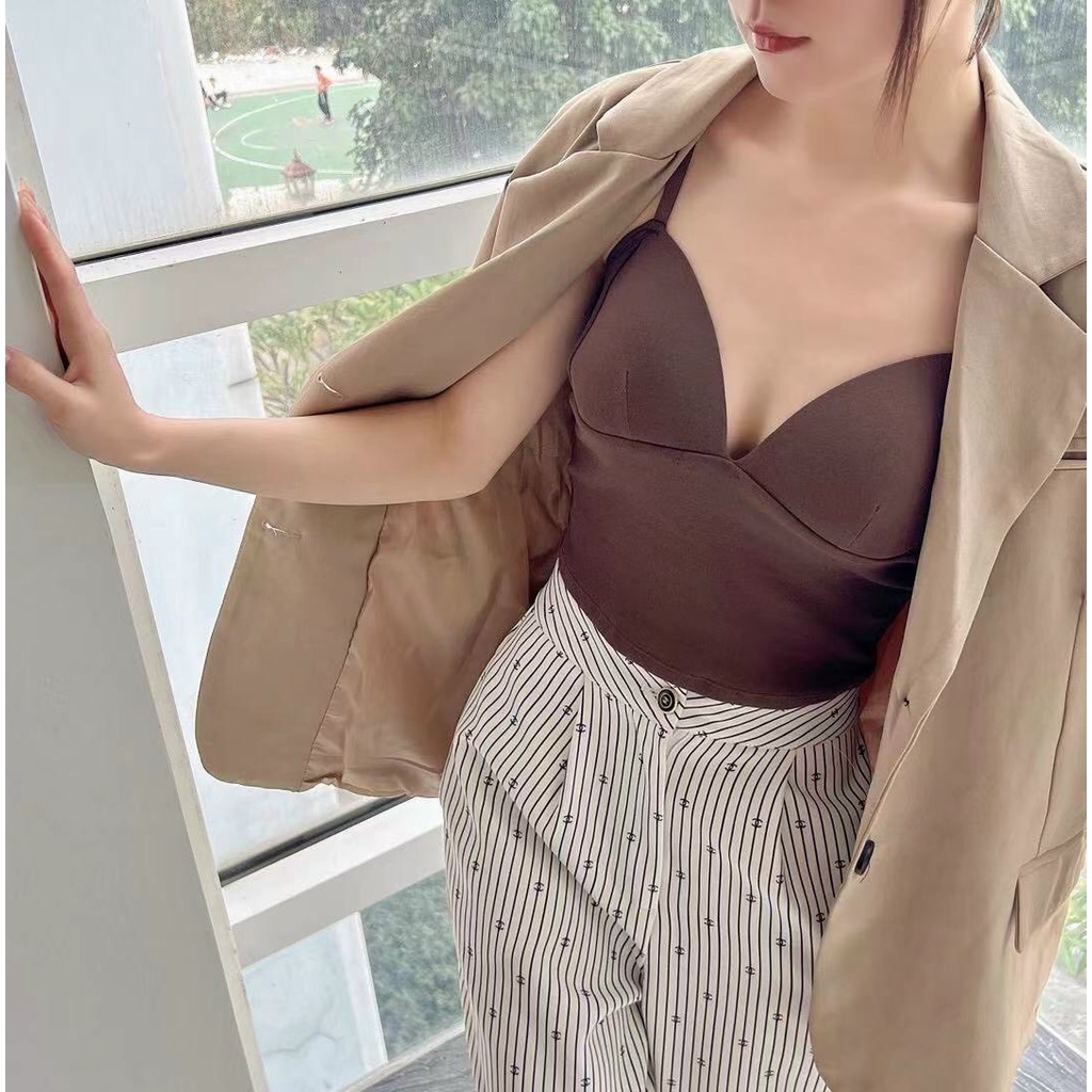 Mẫu mới - Áo su quây 2 dây dáng crotop chất đẹp kèm đệm ngực dày dặn E50