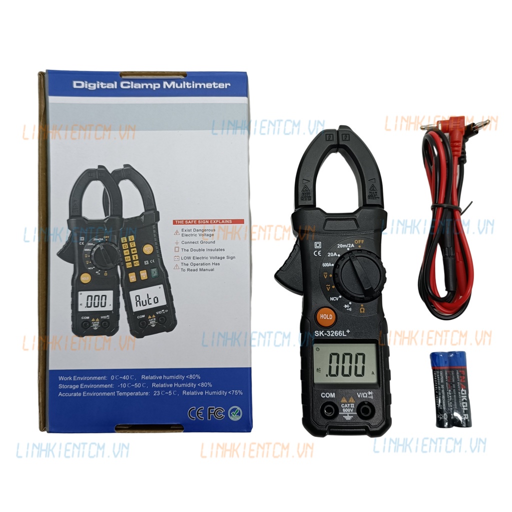 Ampe kìm kỹ thuật số SK-3266L DT-3266L hỗ trợ đo NVC đồng hồ kẹp dòng đa năng tự động điều chỉnh thang đo