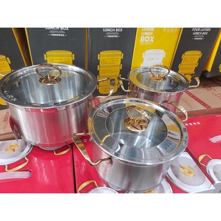Bộ 3 nồi Misu Louis inox 304 cao cấp, bộ nồi inox đáy 3 lớp sử dụng cho mọi loại bếp giữ nhiệt nấu nhanh