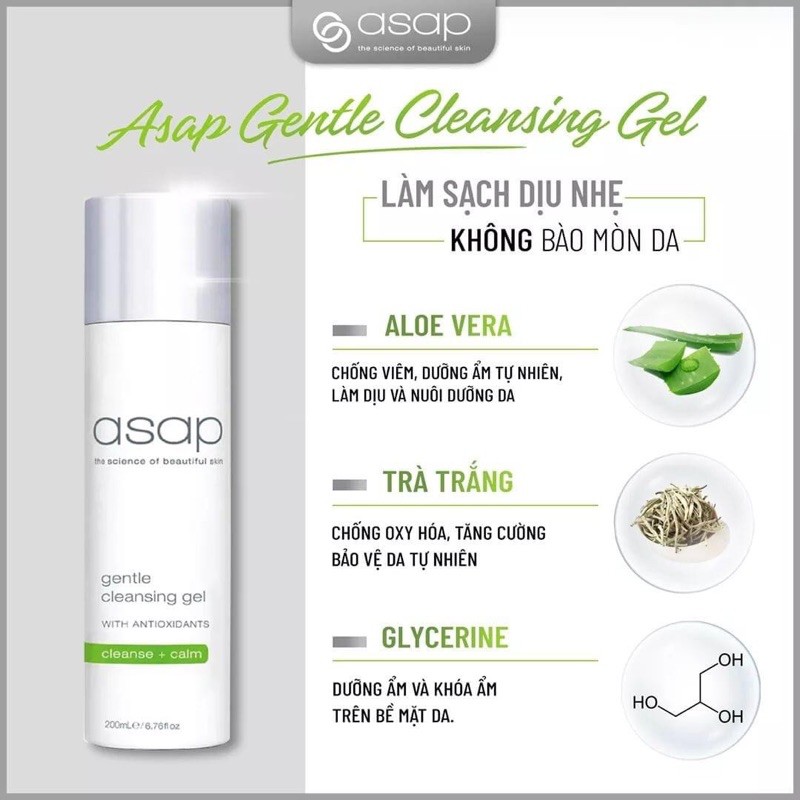 Sữa rửa mặt hàng ngày làm sạch sâu ASAP DAILY/ GENTLE CLEANSER 200ML