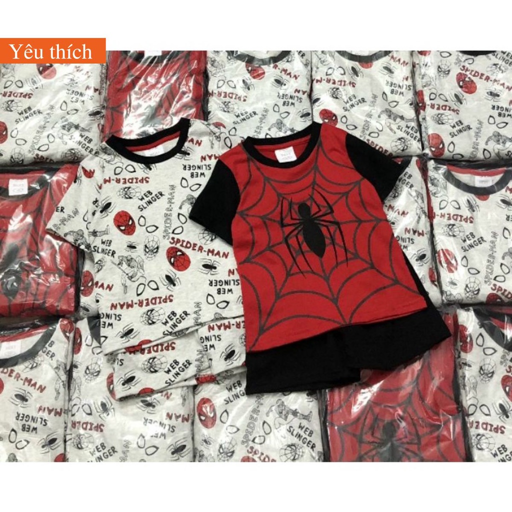 Đồ bộ bé trai SpiderMan set 2 bộ cộc tay chất liệu thun mát mẫu mới 2022 cho bé 2-8 tuổi
