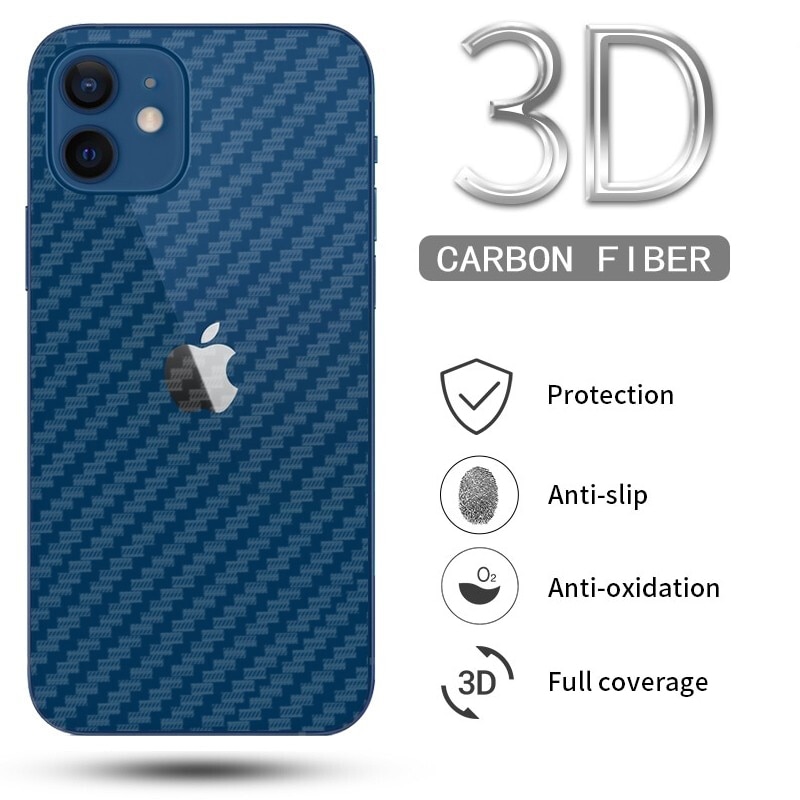 Dán Lưng Điện Thoại Cacbon Chống Vân Tay Cho Iphone 12 11 Pro Max Mini X Xs Max Xr 7 8 6 6s Plus