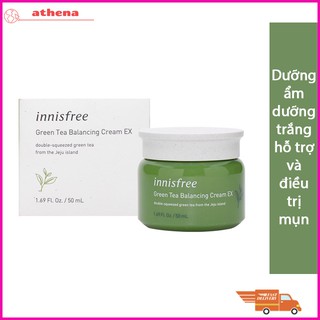 Kem Dưỡng Da Innisfree Green Tea Balancing Cream EX 50ml giúp dưỡng trắng da, cấp ẩm, chăm sóc phục hồi sau mụn