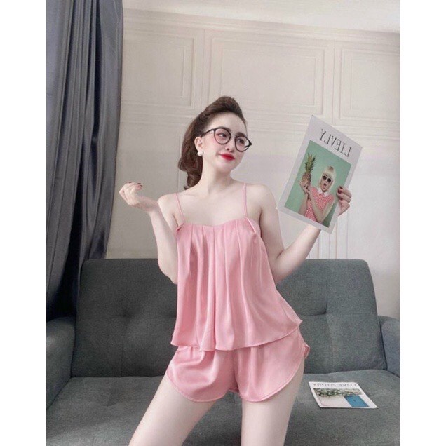Đồ bộ ngủ nữ lụa 2 dây sexy quyến rũ phi lụa cao cấp thoáng mát siêu rẻ | BigBuy360 - bigbuy360.vn