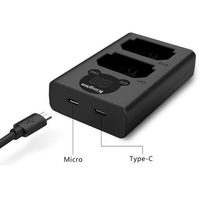 BỘ 2 PIN + DOCK SẠC ĐÔI KINGMA LP-E17  CANON / MÀN HÌNH LED HIỂN THỊ PHẦN TRĂM PIN  Tặng Hộp Chống Ẩm Pin