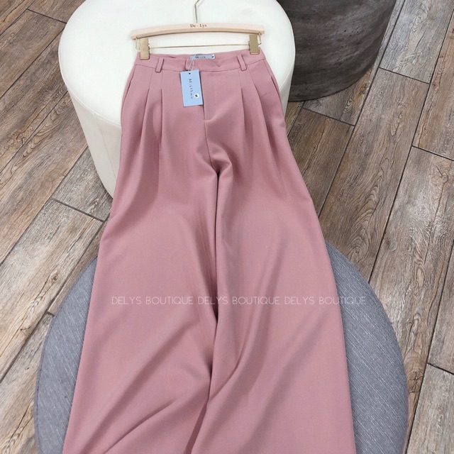 Quần suông ống rộng nữ Delys - Quần suông hồng cạp cao vải tuyết mưa mềm không nhăn, không bám bụi | BigBuy360 - bigbuy360.vn