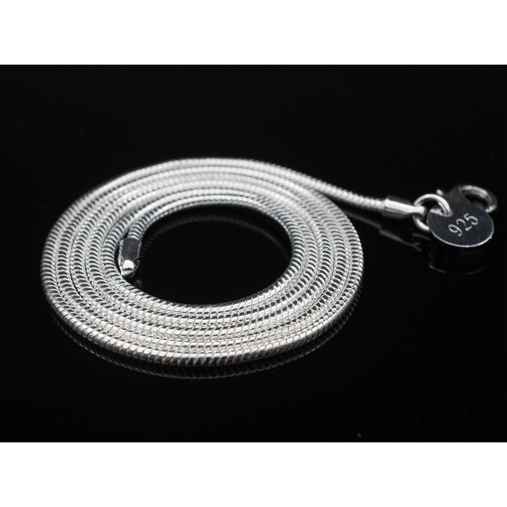 Vòng cổ Bạc 925 Dạng Chuỗi Rắn Góc Tròn Mềm 2MM Bền Bỉ Cho Nam Và Nữ
