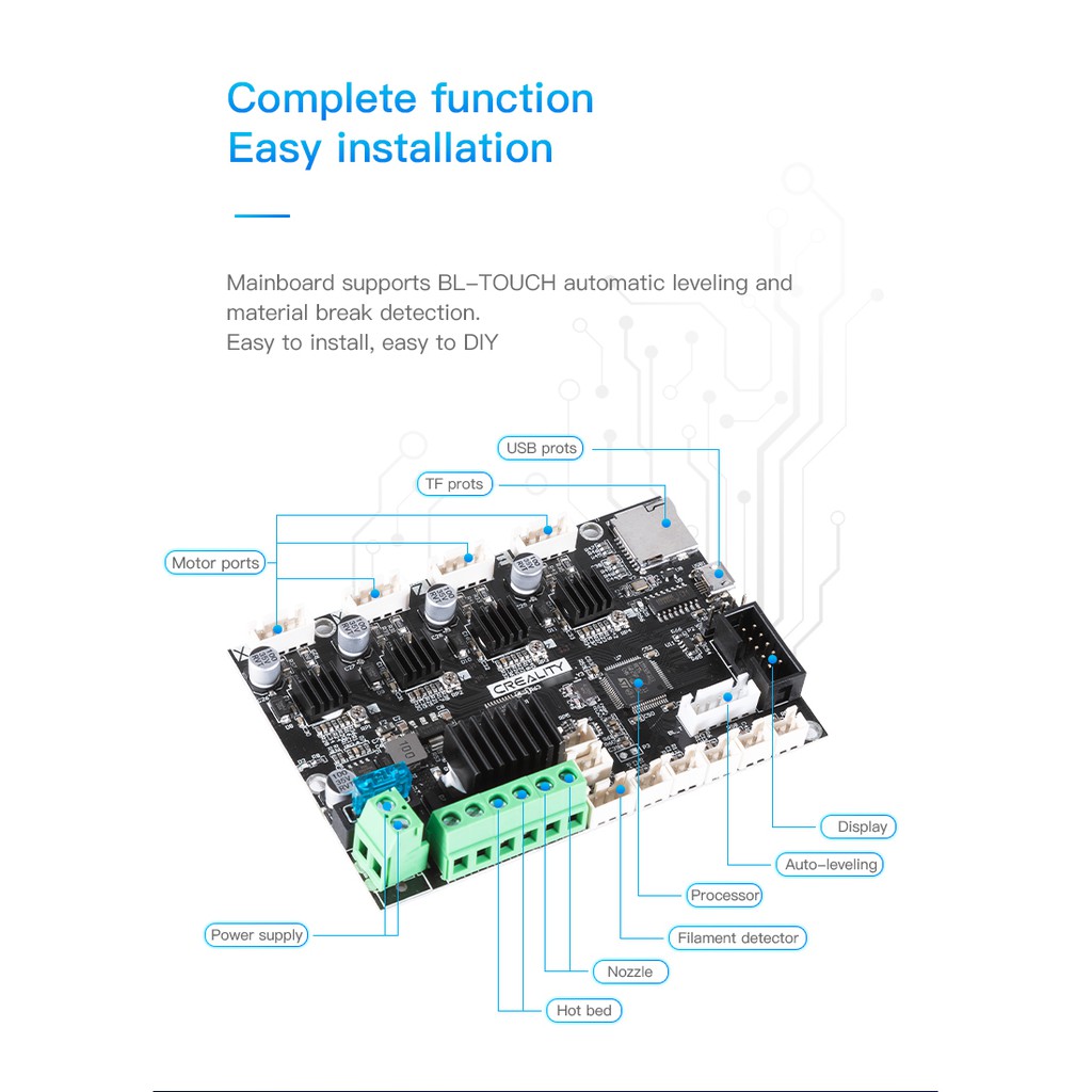 Board máy in 3d không ồn Motherboard Creality Noiseless V4.2.7 cho Series Ender 3 và Ender 5