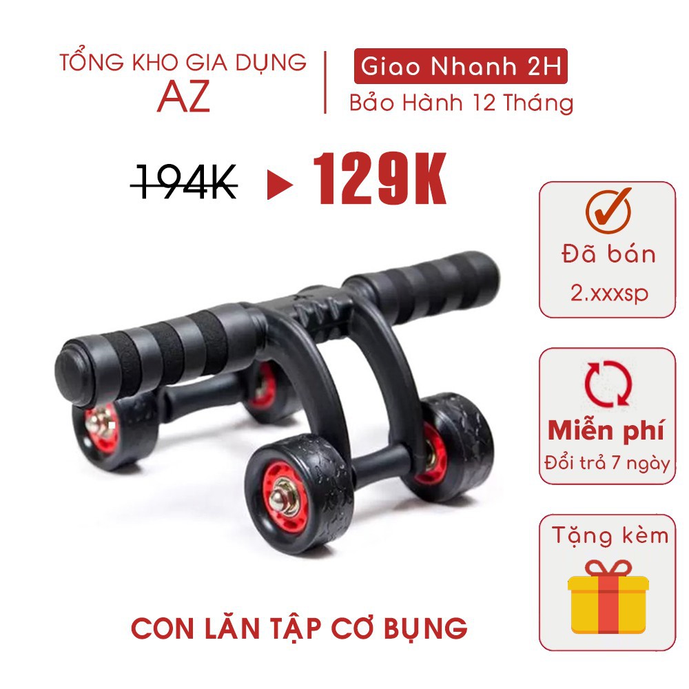 Con Lăn 4 Bánh Tập Cơ Bụng Ab Roller - Hàng Chính Hãng