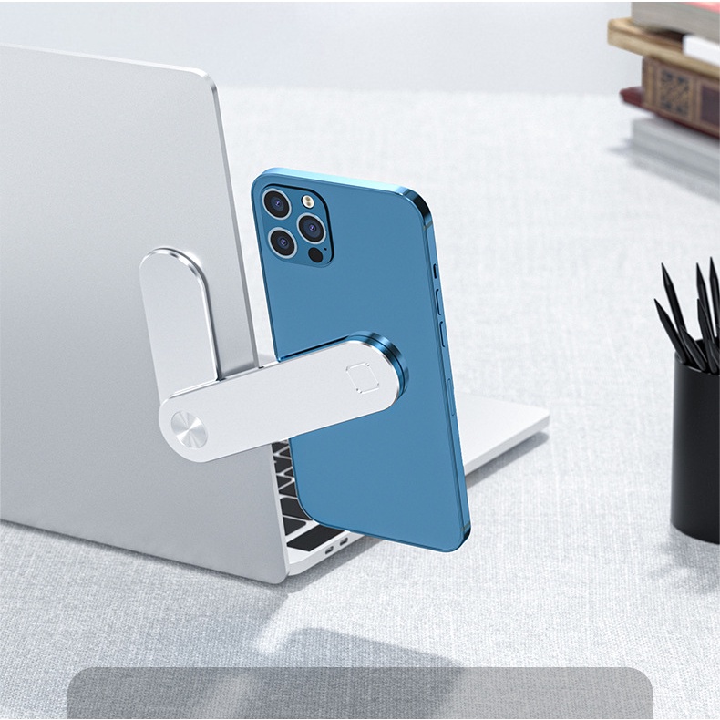 Giá đỡ điện thoại từ tính gắn với laptop chất liệu hợp kim nhôm không rỉ có thể điều chình góc để điện thoại