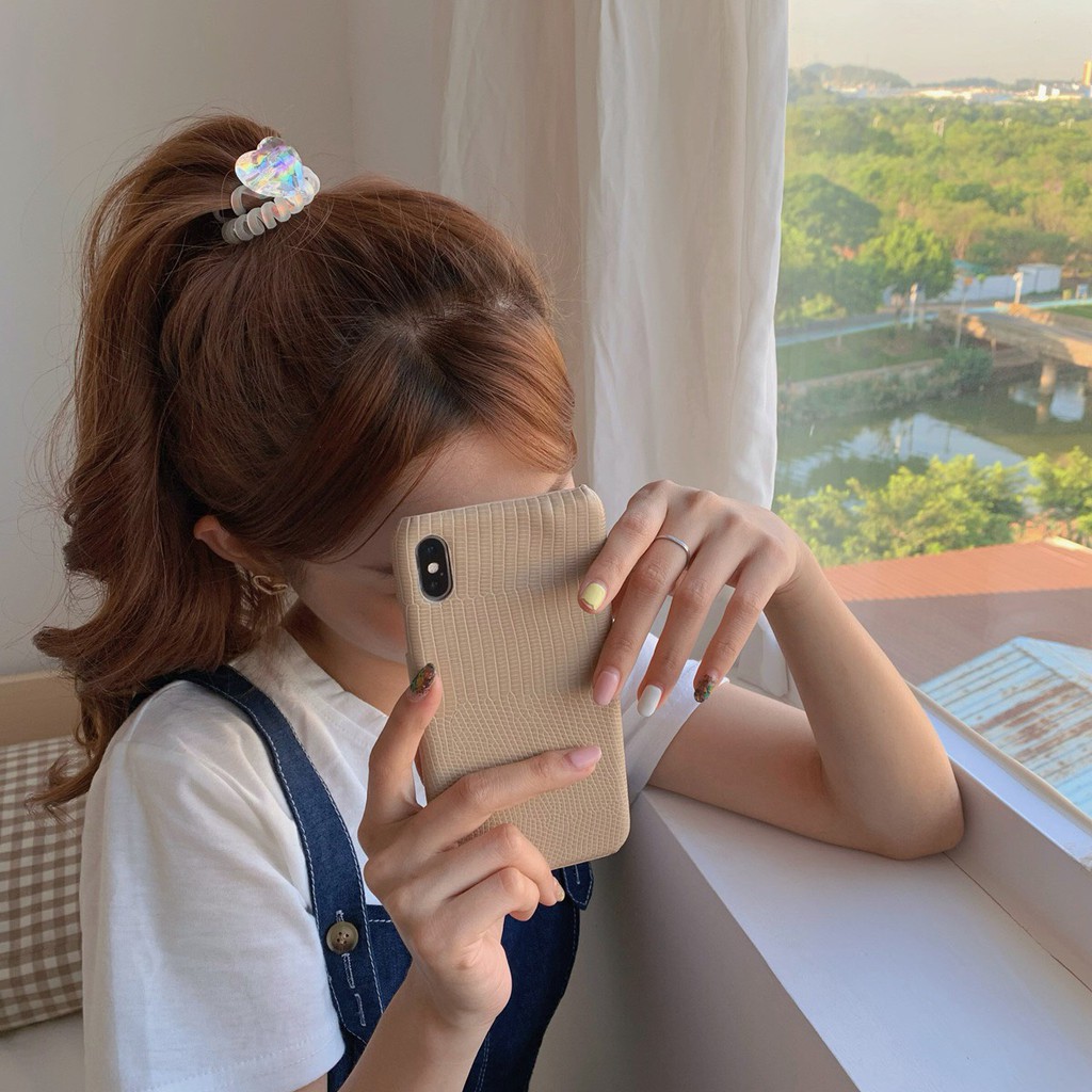 Cột tóc lò xo hologram họa tiết trong suốt hot trend Mua Tất (muatatshop)