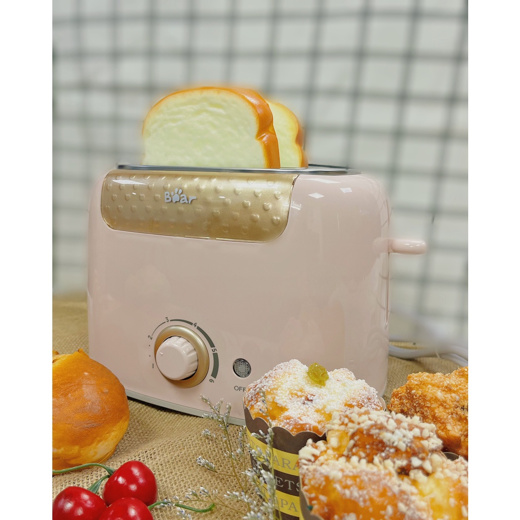 Máy Nướng Bánh Mì Bear DSL-601 Chính Hãng, bản quốc tế bảo hành 18 tháng công suất 680W , hồng pastel, nhỏ gọn tiện lợi