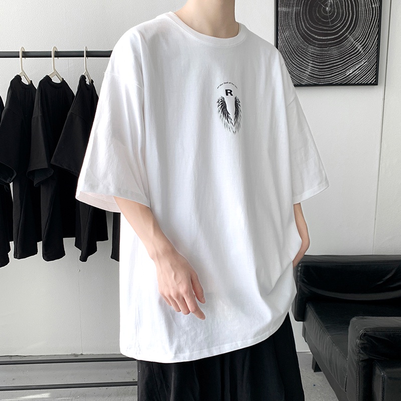 Áo Thun Nam Dáng Rộng Có In Chữ Phong Cách Hip Hop