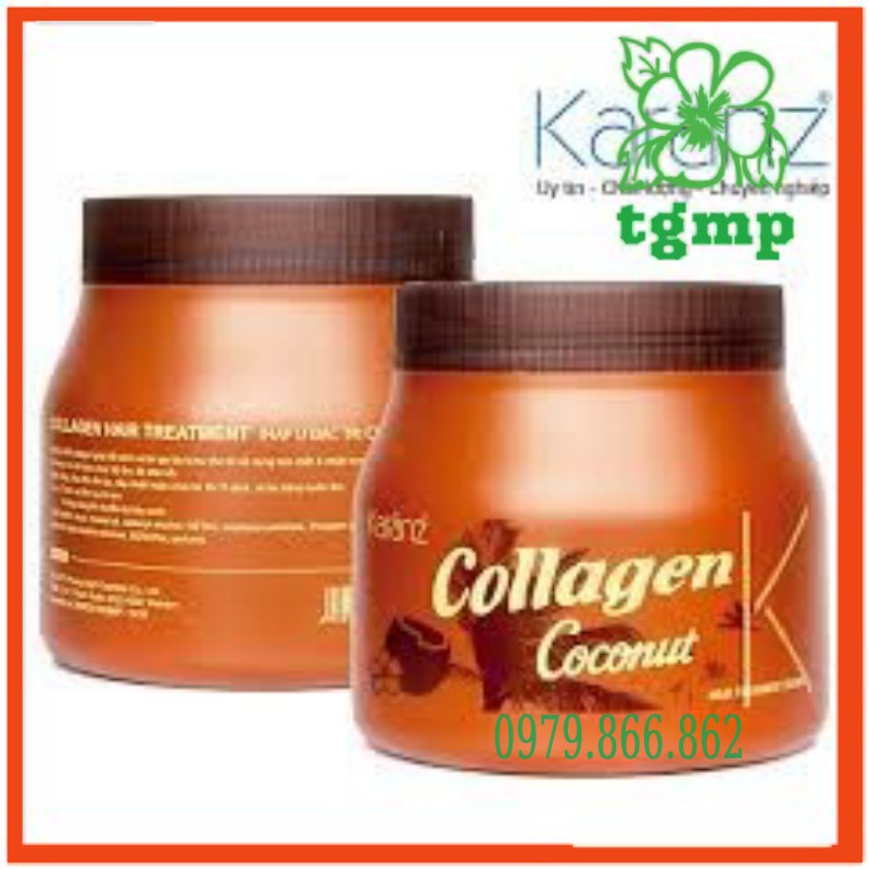 Kem ủ tóc Collagen Karanz dừa lùn màu nâu 1000ml - Hấp Dầu phục hồi tóc hư tổn, chẻ ngọn