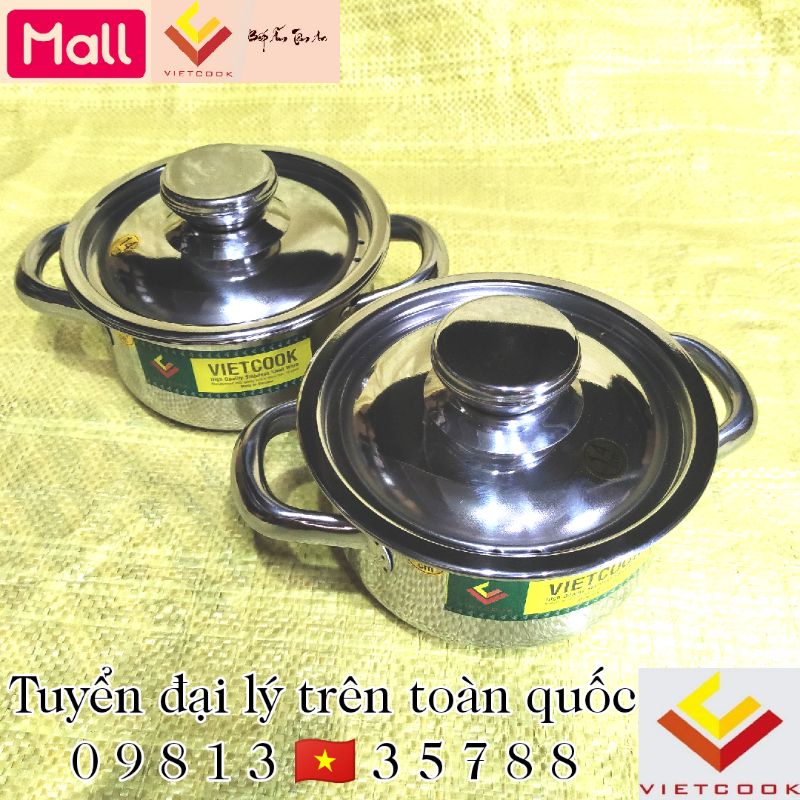 Nồi inox size 14 cm đáy từ chính hãng Vietcook