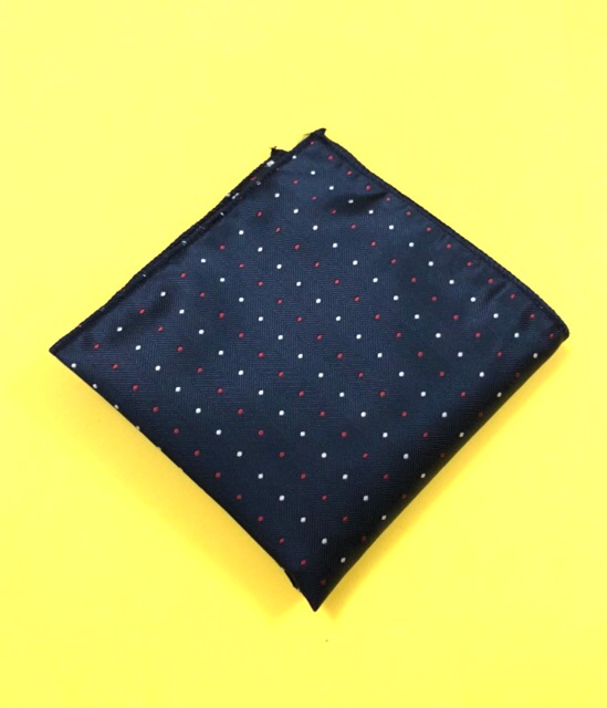 Combo Khăn cài áo vest và nơ đeo cổ màu xanh đen