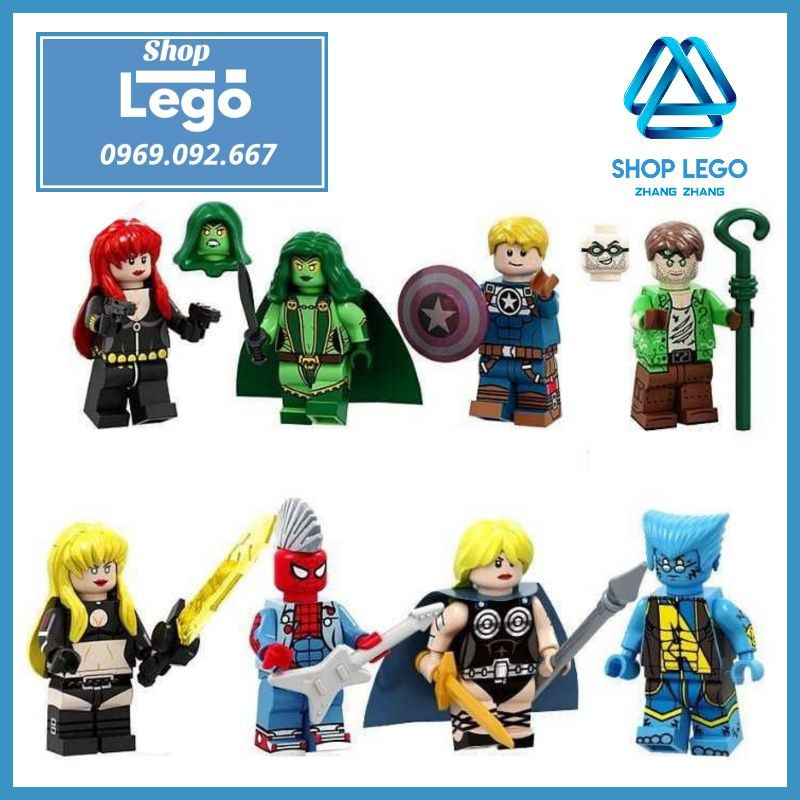 Xếp hình Black Widow - Gamora - Captain America - Riddler - Magik - Valkyrie - Beast Lego Minifigures Pogo PG8193