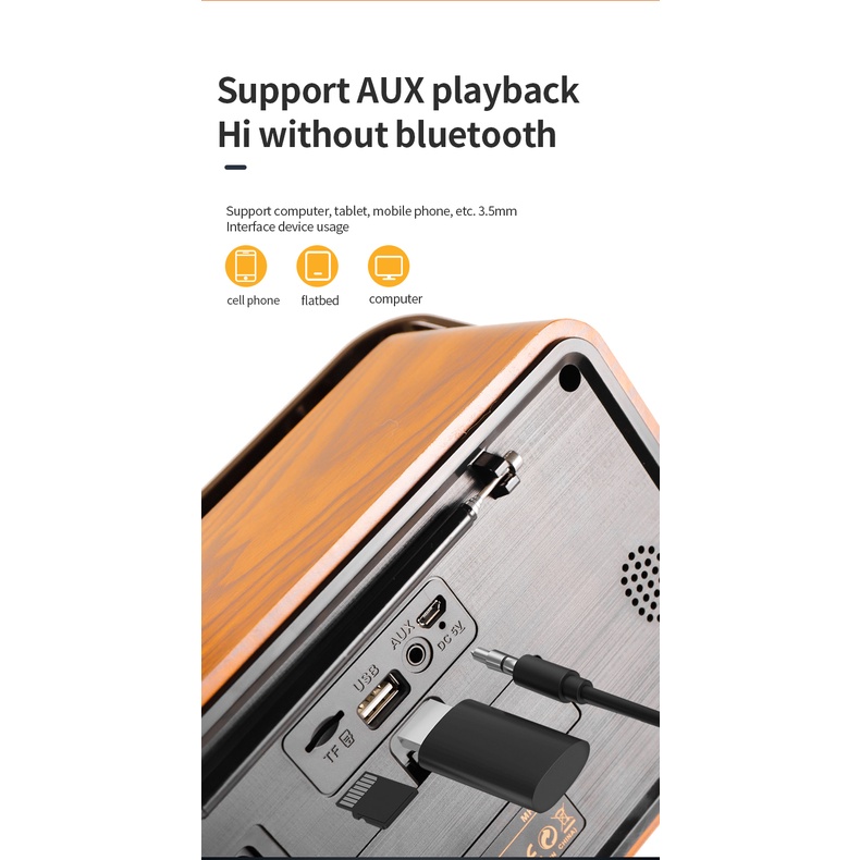 Radio FM Ba Băng Tần Thiết Kế Cổ Điển Cổng USB Thẻ Nhớ / Audio Thiết Kế Mới