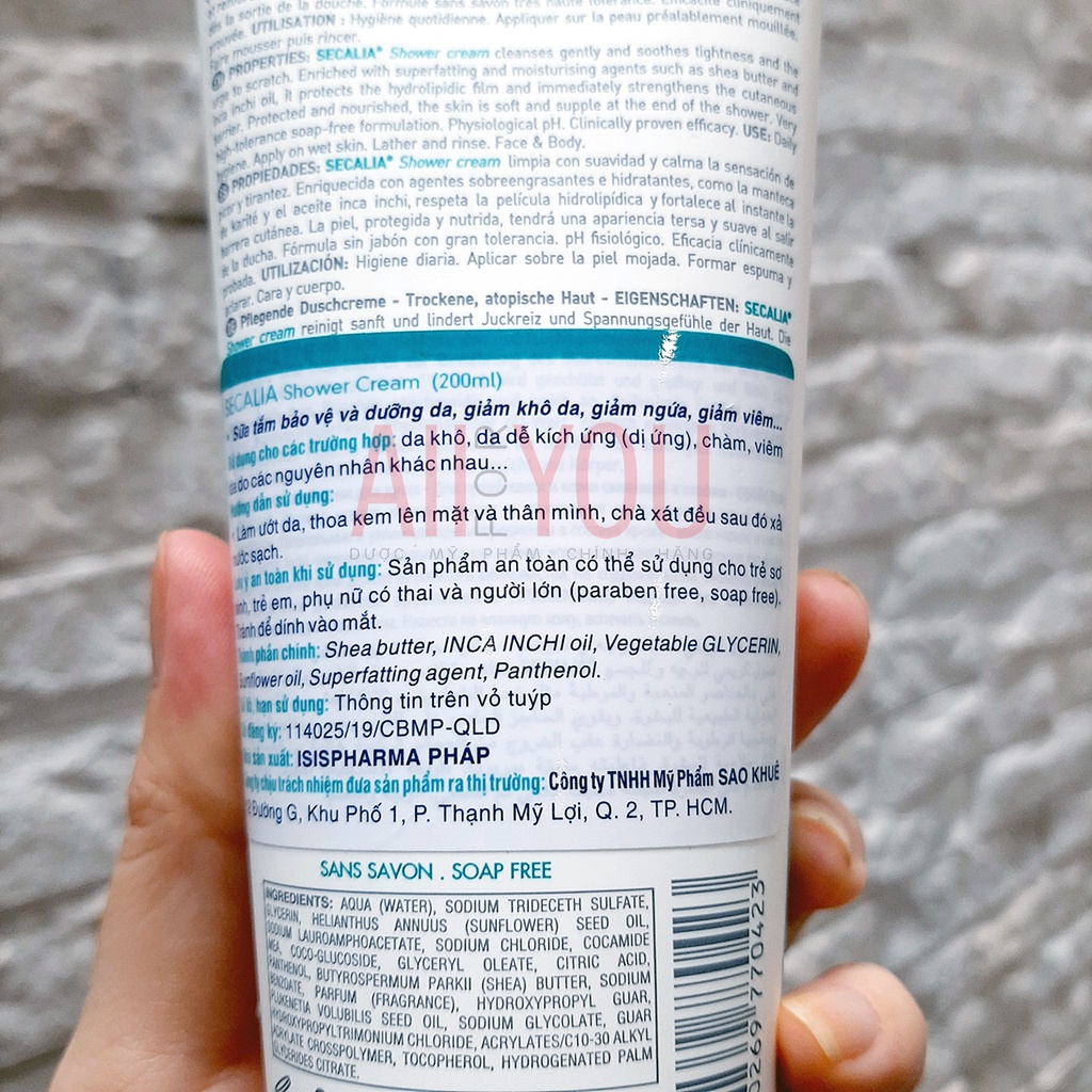 ISIS Pharma Secalia Shower Cream 200mL & 400mL - Sữa Tắm Cho Da Khô, Da Kích Ứng, Chàm.