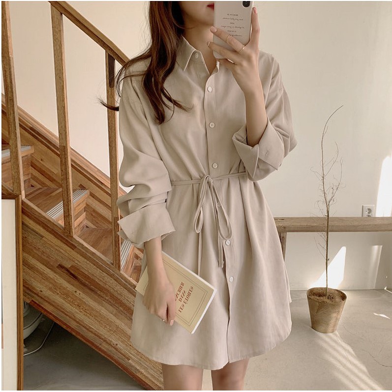 Đầm Dệt Kim Tay Dài Cổ Chữ V Màu Sắc Thời Trang 38507