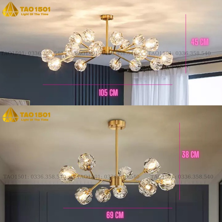 Đèn thả trang trí pha lê phòng khách - bàn ăn - decor phòng (Tặng kèm bóng led)