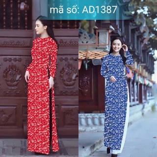 Có 3XL - Set Áo Dài Truyền Thống hoạ tiết hoa nhí kèm quần ống rộng BIGSIZE