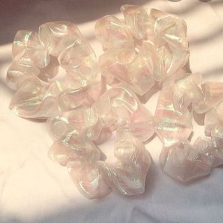 Scrunchies hologram trong, dây buộc tóc hologram siêu rẻ( ảnh thật ở cuối)