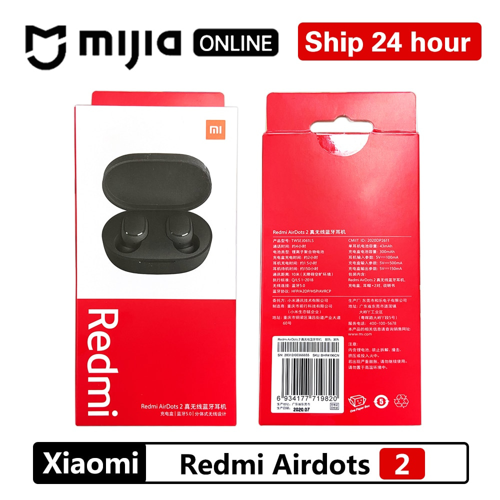 Tai Nghe Nhét Tai Không Dây Bluetooth 5.0 Âm Trầm Điều Khiển Bằng Giọng Nói Xiaomi Redmi airdots S / 2 TWS mi