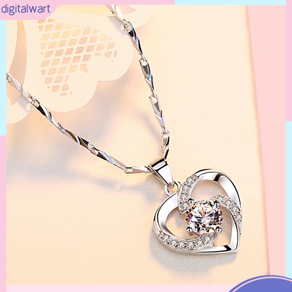 Mặt dây chuyền hình trái tim đính đá lấp lánh thanh lịch