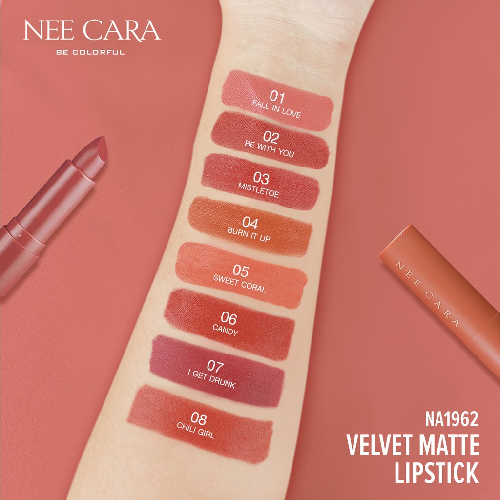 [Auth Thái] Son Thỏi Lì Nee Cara Velvet Matte Màu Cam Đất NA1962 No.04 -Son Thỏi Màu Cam Đất Nee Cara - Son Lì Nee Cara