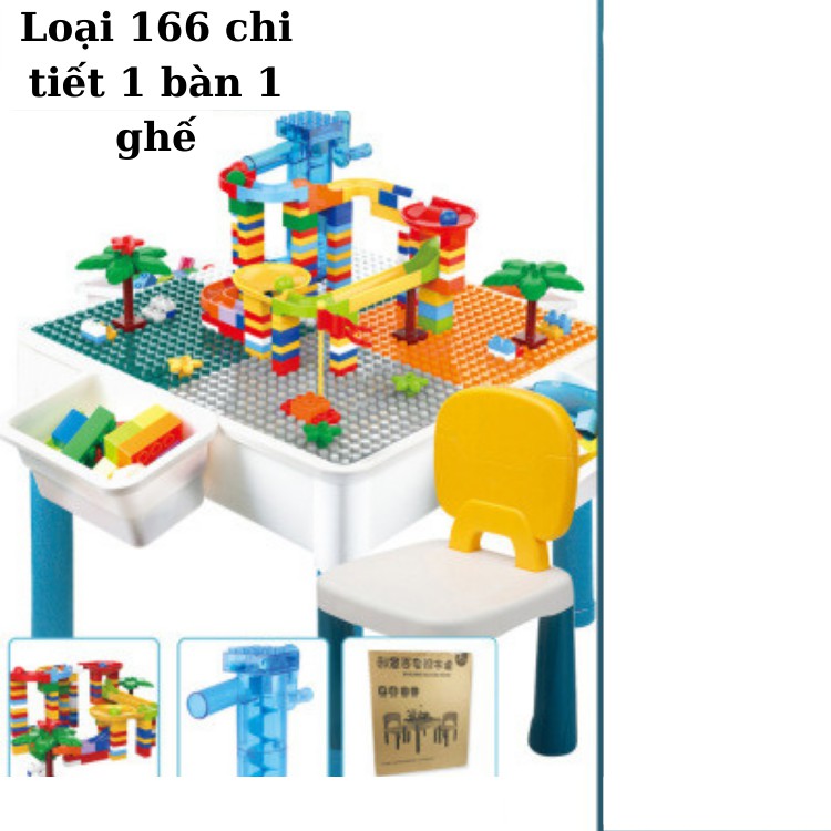 Bộ bàn xếp hình lego loại lớn 292 chi tiết, 1 bàn 1 ghế 1 bộ lego đa năng đầy đủ