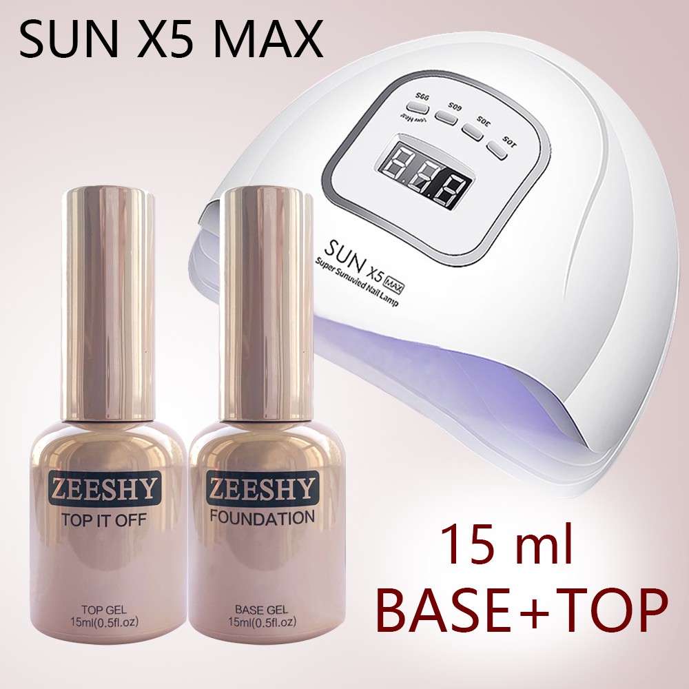  Bộ làm móng(sơn gel 2 chai 15ML TOP&BASE+Máy Hơ Gel 150W SUN X5 MAX) Mini tại nhà