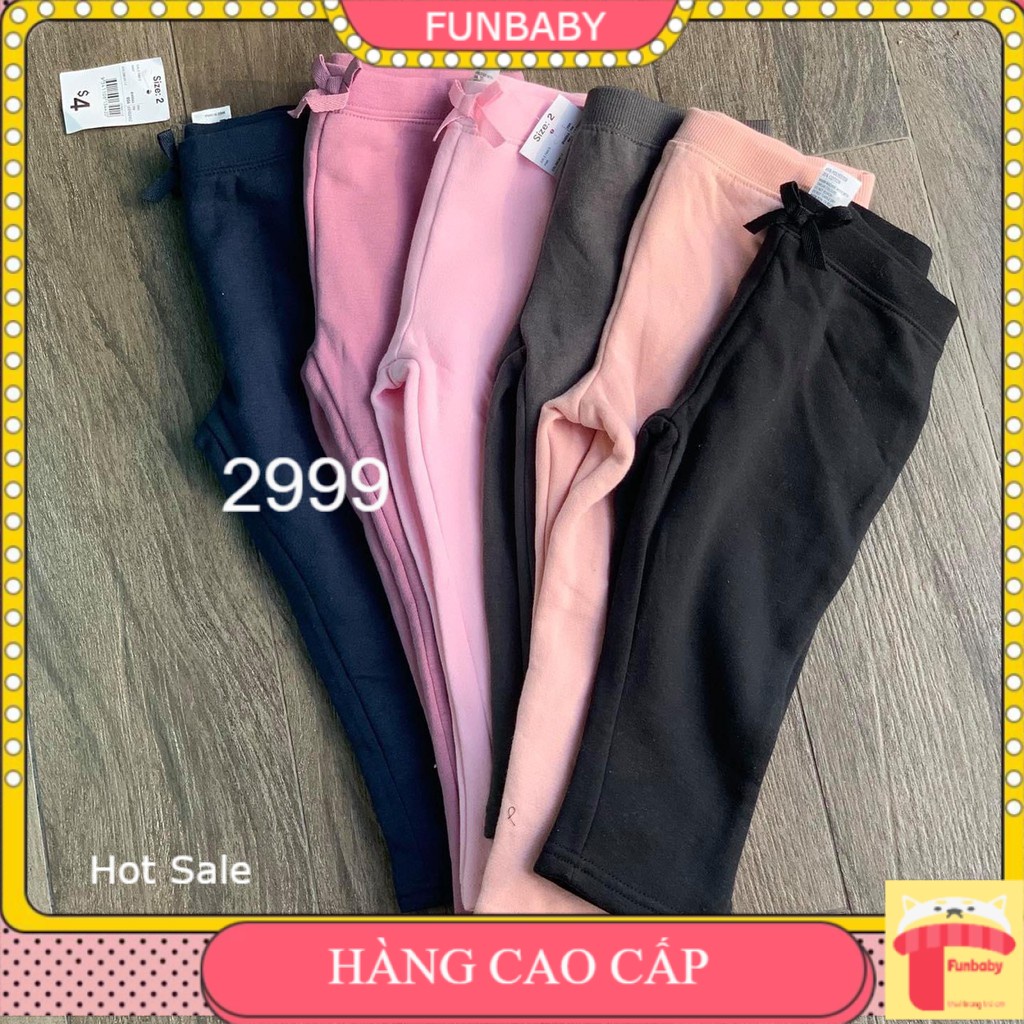 Quần nỉ bông bé gái 1-8 tuổi ống rộng hàng xuất dư không bai xù