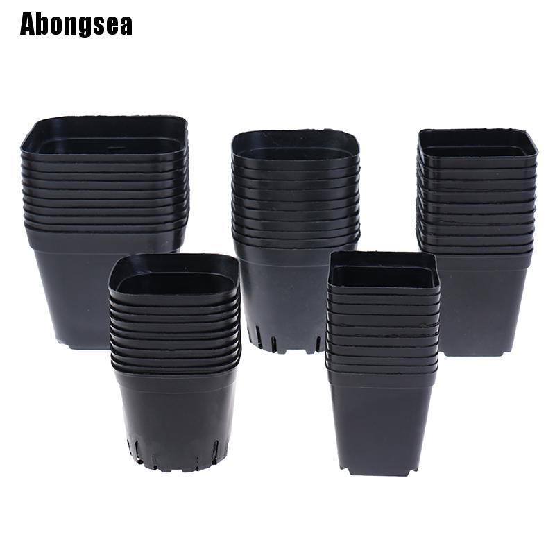 10 Chậu hoa màu đen bằng nhựa hình vuông dùng để trồng cây