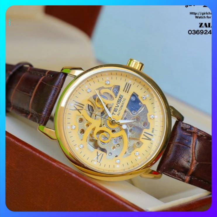 [ Freeship ] Đồng hồ nam automatic dây da bọc su cực bền hiệu tevise chính hãng (tặng kèm hộp) | BigBuy360 - bigbuy360.vn