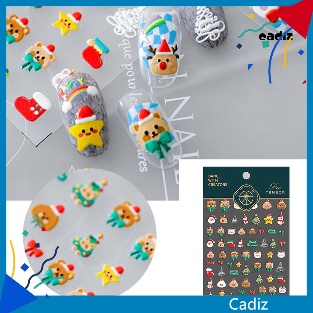 Miếng Dán Trang Trí Móng Tay Họa Tiết Giáng Sinh 5D Siêu Mỏng