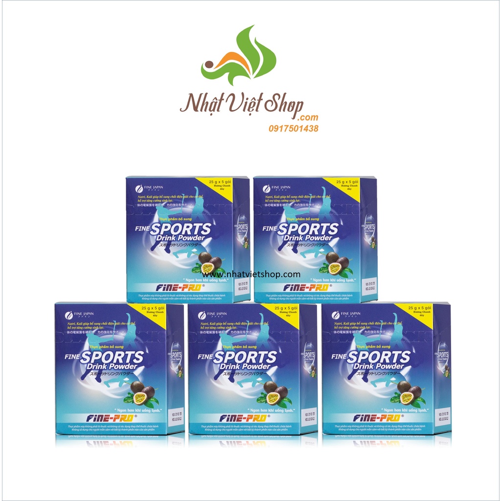 Combo 5 Hộp Bột pha uống bù điện giải Fine Sports Drink Powder