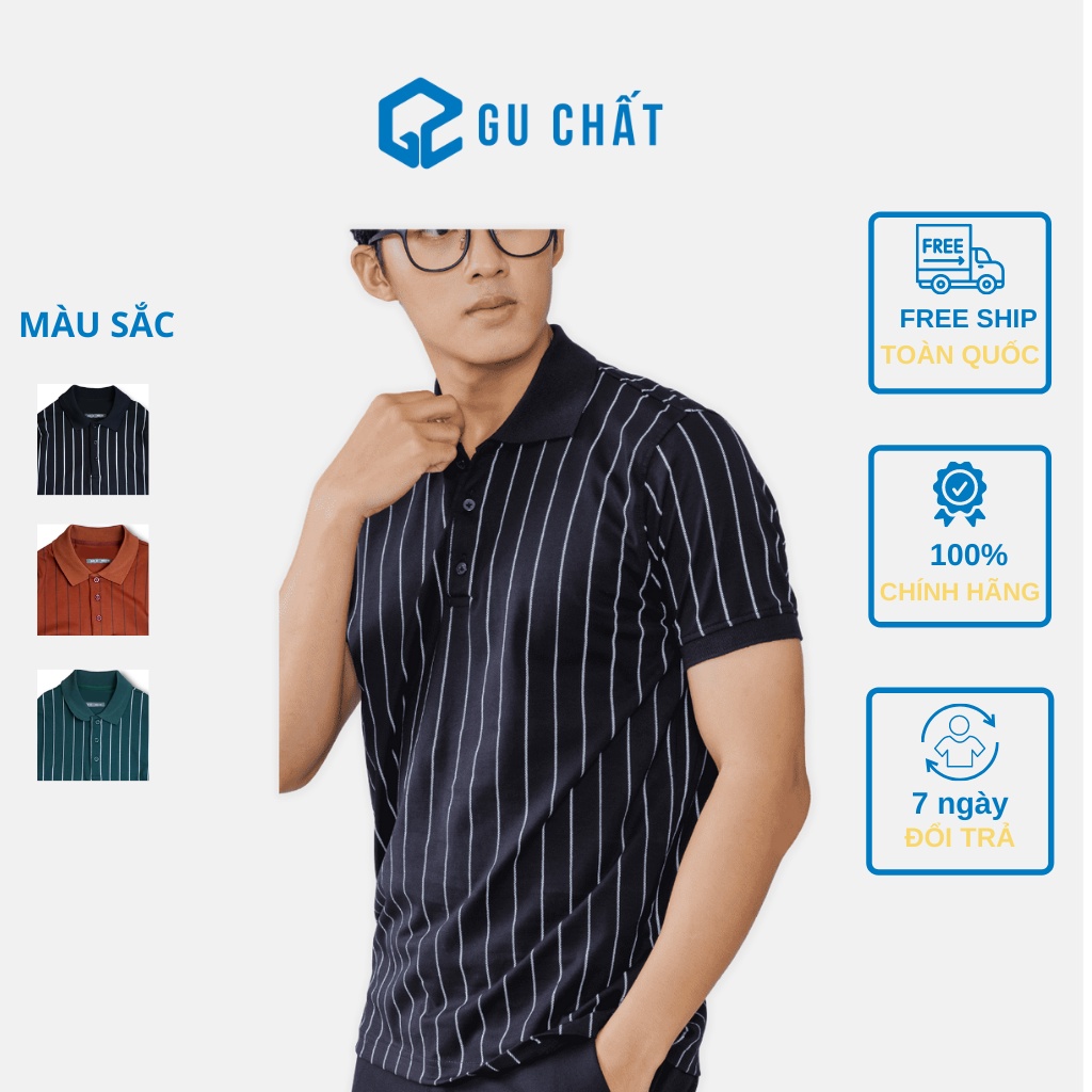 Áo Thun POLO Nam Cổ Bẻ Kẻ Sọc GU CHẤT, Vải Cotton Trẻ Trung GUPL03