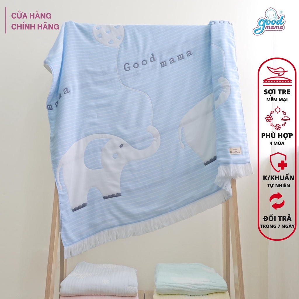 Chăn Sơ Sinh Cho Bé Goodmama 6 Lớp 110x100cm Sợi Tre + COTTTON