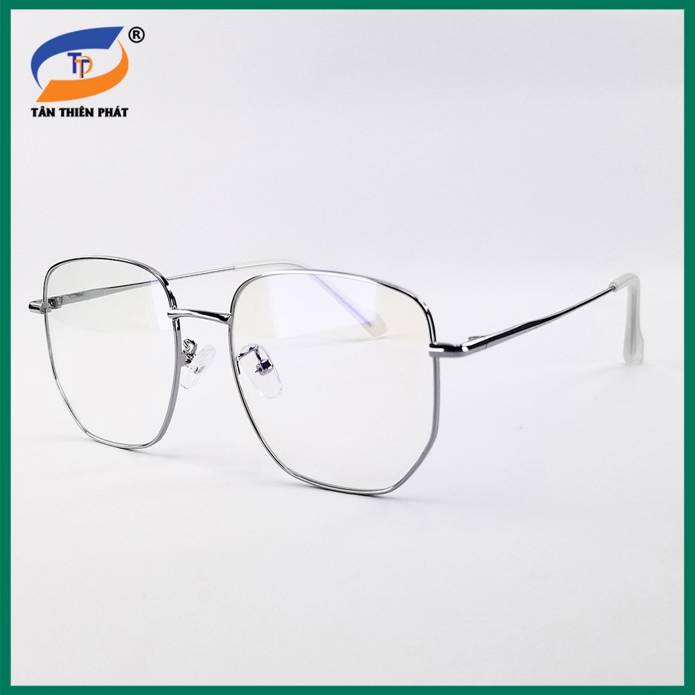 Gọng kính cận nam nữ mắt kim loại đa giác màu vàng, đen, bạc 2970. Tròng kính chống xước, chống ánh sáng xanh, tia UV
