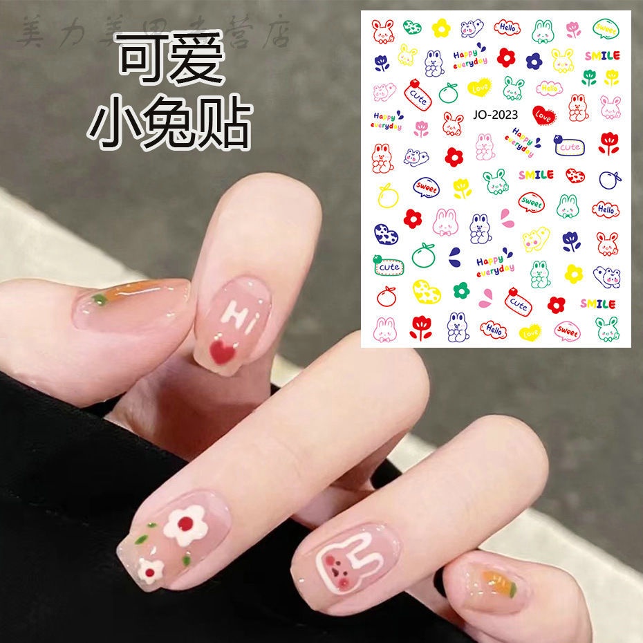 Miếng dán trang trí móng tay nghệ thuật STZPRONAIL DIY kiểu dáng gấu/ thỏ hoạt hình đáng yêu
