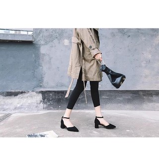 Sandal da lộn chất mềm mịn mũi kín đế 5p