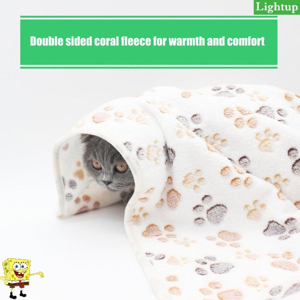 Thảm trải giường cho chó mềm San hô lông cừu Bàn chân in chăn thú cưng ấm áp Chăn ngủ